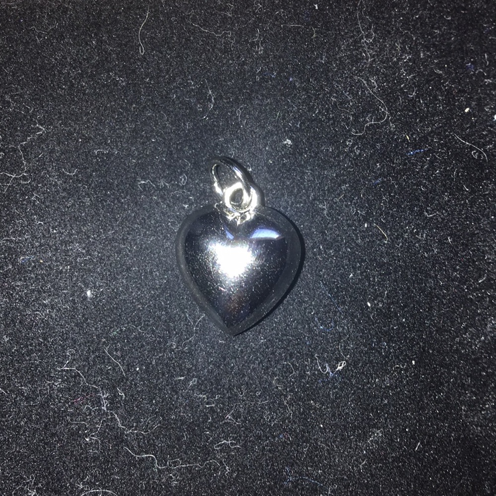 Solid Silver Chrome Heart Charm Necklace Pendant - image 1